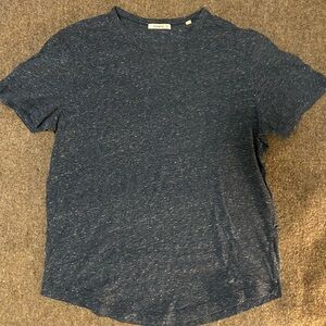 Buck Mason Curved Hem Heather Blue Shirt Medium